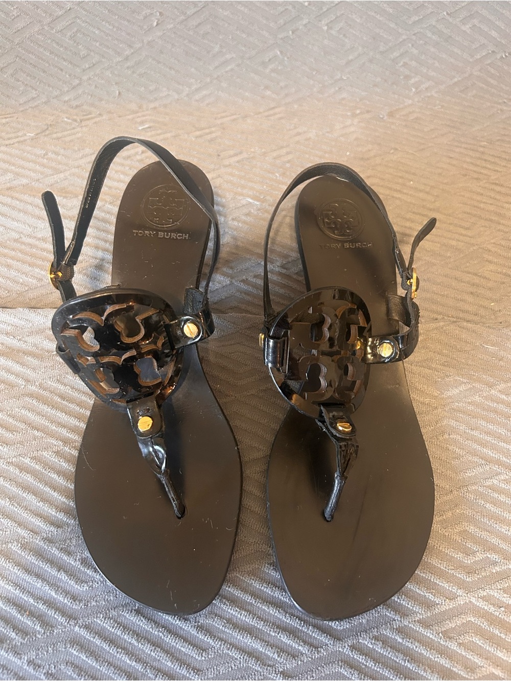 Tory Burch Miller Black patent leather Sandals size 9